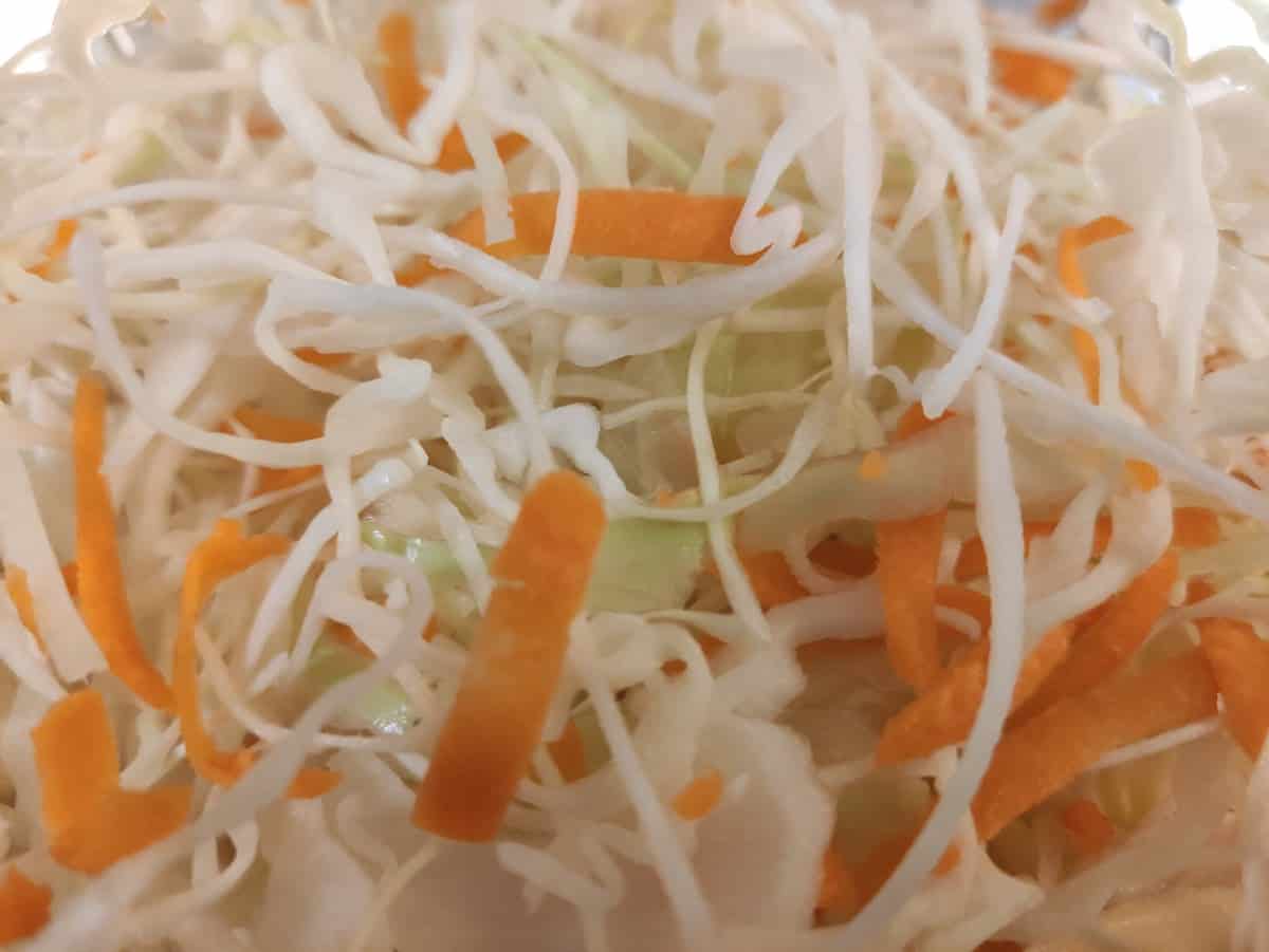 Shredded cabbage and carrot.