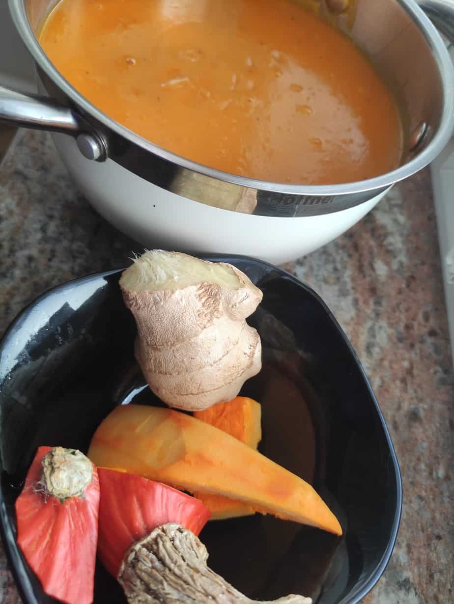 Pumpkin soup and spices.