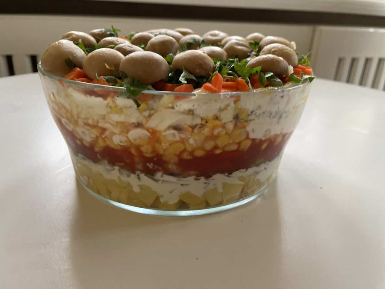 Polish forest glade salad is ready to be served.