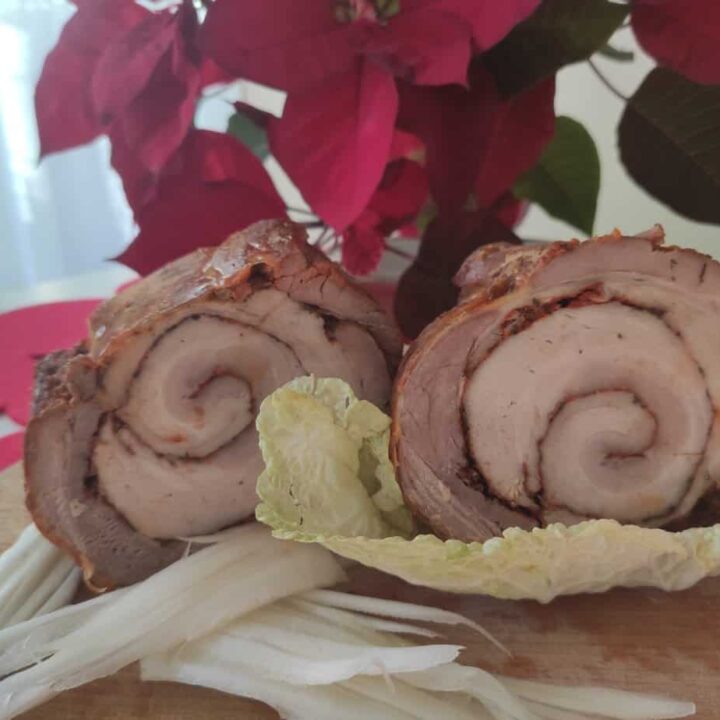 Polish pork belly roulade is ready to be served