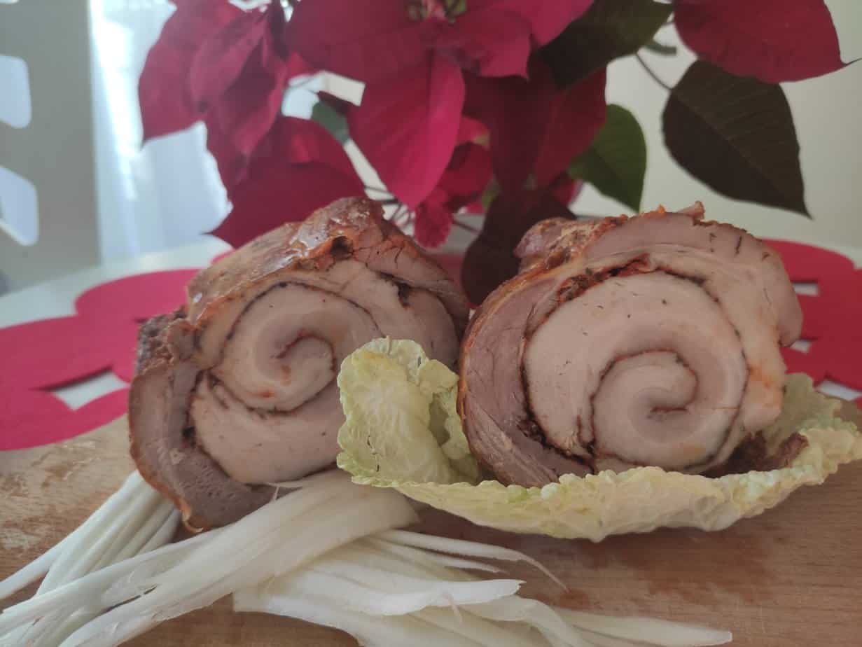 Polish pork belly roulade is ready to be served