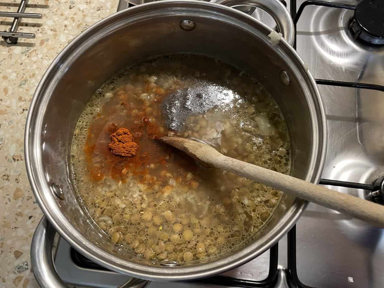 Season the Polish lentil soup.
